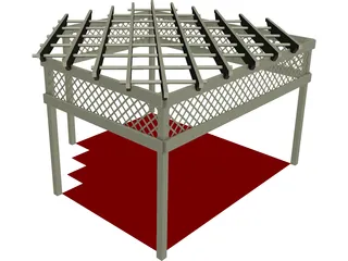 Wood Pergola 3D Model preview