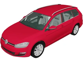 Volkswagen Golf Variant (2014) 3D Model preview