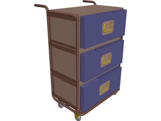 Trolley with removable drawer units 3D Model preview
