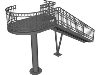 Stairs with Pedestal 3D Model preview