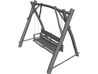 Swing Wooden Chair 3D Model preview