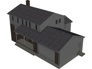 House 2-Story Suburban Colonial 3D Model preview