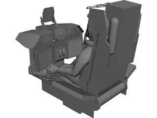 Fighter Cockpit with Seat 3D Model preview