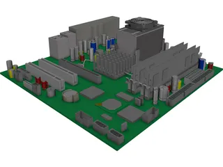 Computer Motherboard 3D Model preview