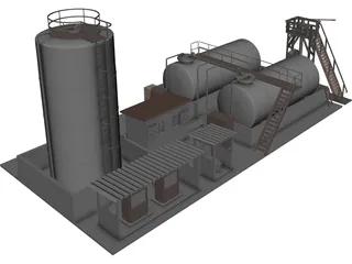 Diesel Pompstation 3D Model preview