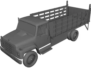 International Flatbed Truck 3D Model preview