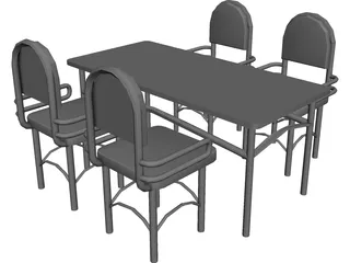 Table and Chairs 3D Model preview