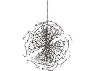 Outburst Crystal and Halogen Chandelier 3D Model preview