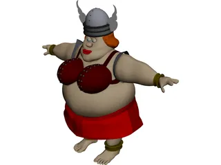 Female Opera Singer Cartoon 3D Model preview