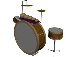 Antique Drum Kit 3D Model preview