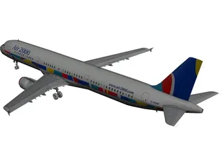 Airbus A321 Air 2000 3D Model preview