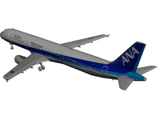 Airbus A321 All Nippon 3D Model preview