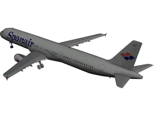 Airbus A321 SpanAir 3D Model preview