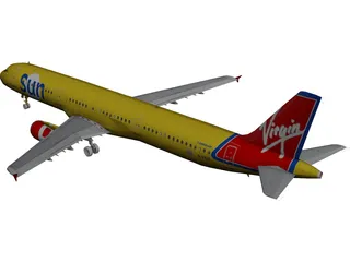 Airbus A321 Virgin Sun 3D Model preview