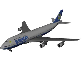 Boeing 747-400 VASP Brasil 3D Model preview