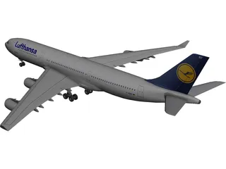 Airbus A340-200 Lufthansa 3D Model preview