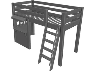 Loft Bed Children with Store 3D Model preview