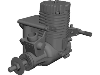 RC OS .50 Engine with Pitts Muffler 3D Model preview