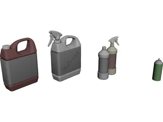 Spray Bottles 3D Model preview