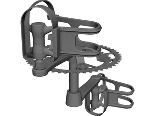 Pedals and Crankset 3D Model preview