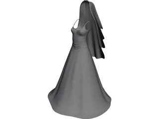 Wedding Dress 3D Model preview