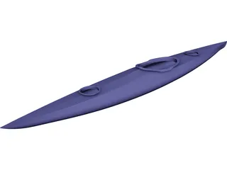 Tandem Kayak Boat 3D Model preview