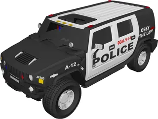 Hummer H2 Police 3D Model preview