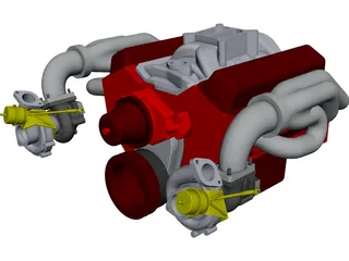 SBC Dual Turbo Engine 3D Model preview