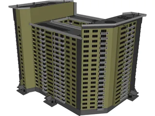 Inhabited high-rise building 3D Model preview
