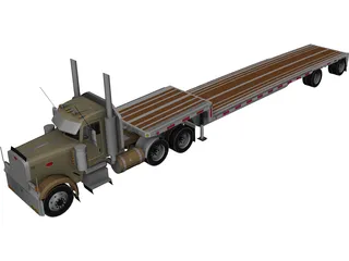 Peterbilt with Reitnouer Trailer 3D Model preview