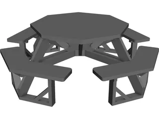 Octogonal Garden Table 3D Model preview