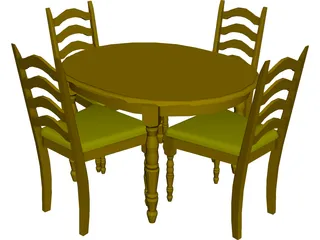 Table with Chairs 3D Model preview