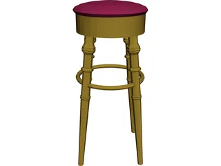 Barstool Brass 3D Model preview