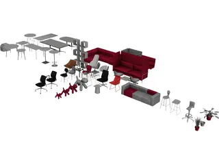 Furniture Set 3D Model preview