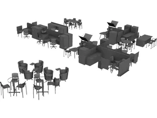 Office Furniture Set 3D Model preview