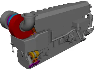Marine Engine 3D Model preview