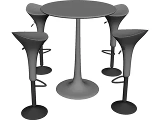 Bar Stool with Table 3D Model preview