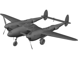 Lockheed P-38 Lightning 3D Model preview