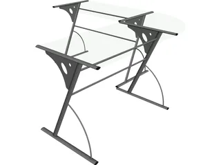 Glass Office Computer Desk 3D Model preview