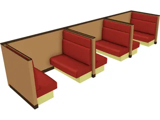 Booth Seating 3D Model preview