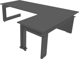 Modern Office Desk 3D Model preview