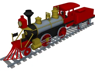 Toy Steam Locomotive with Tender 3D Model preview