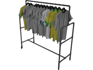 Shirts on Wardrobe 3D Model preview