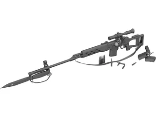 SVD Dragunov Sniper Rifle 3D Model preview