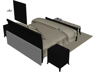 Fancy Bed King Size 3D Model preview