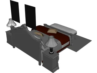 Fancy Bed King Size 3D Model preview