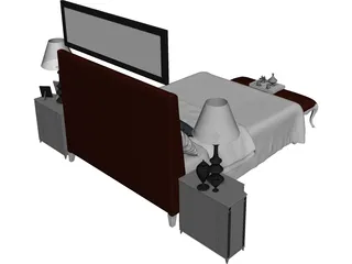 Bed Fancy Design King Size 3D Model preview
