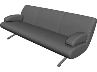 Sofa Cushioned 3D Model preview