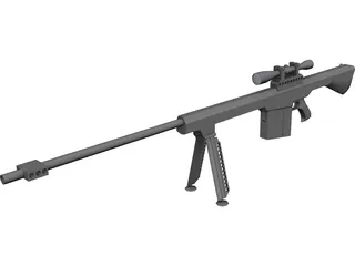 Barret Sniper Rifle 3D Model preview