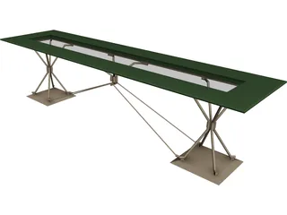 Iron and Wood/Glass Table 3D Model preview